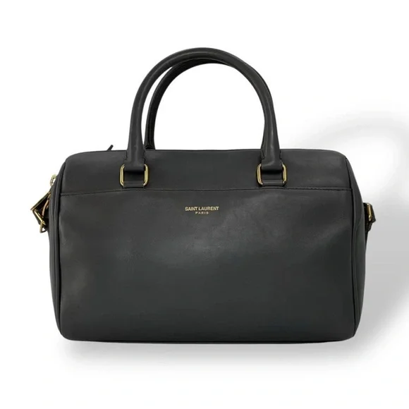 Saint Laurent Dark Gray Leather Satchel - Picture 2 of 10